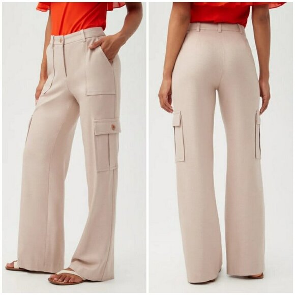 💕TRINA TURK💕 Tallahassee Twill Cargo Pants ~ Flawless Beige 6 NWT - Picture 1 of 14